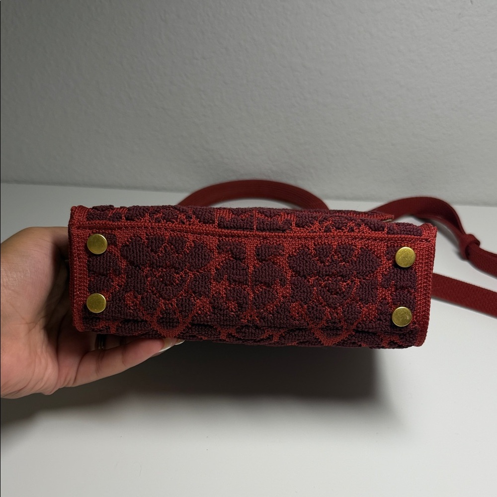 ANTONIO MELANI Red Patterned Top-Handle Satchel - Picture 6 of 9